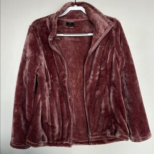 32 Degrees Heat Plush Teddy Zip Jacket Women’s M Dusty Rose Mauve